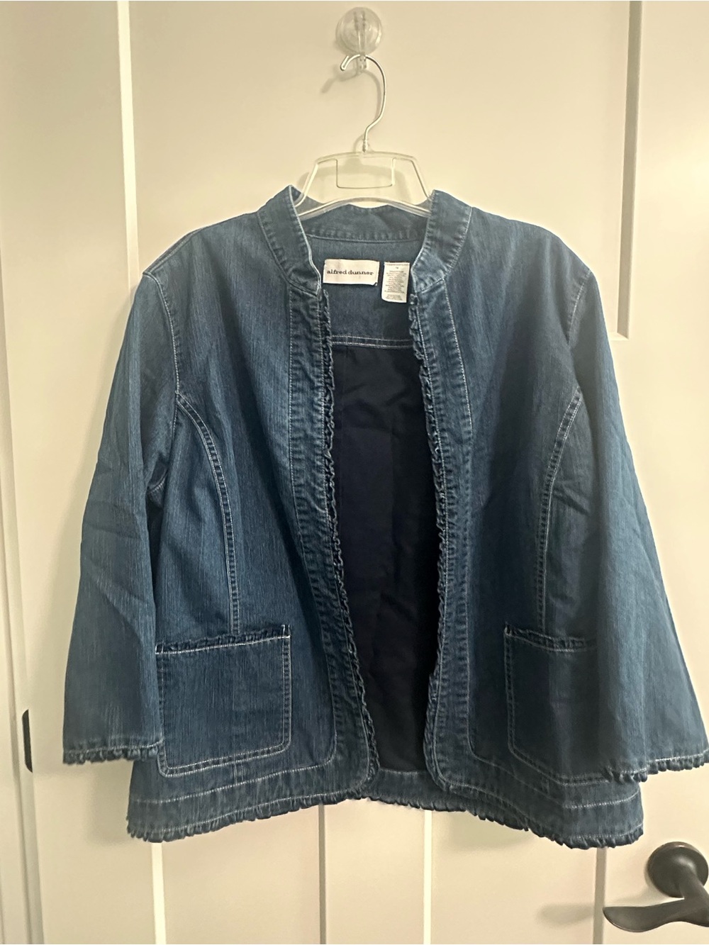 Alfred Dunner Medium Blue Denim Open-Front Jacket